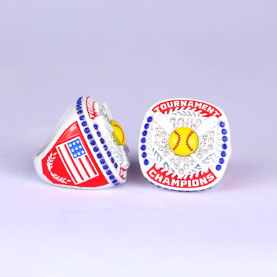 white red youth softball tournament championship ring size 9 - Topsportsjewelry & awards