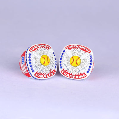 white red youth softball tournament championship ring size 9 - Topsportsjewelry & awards
