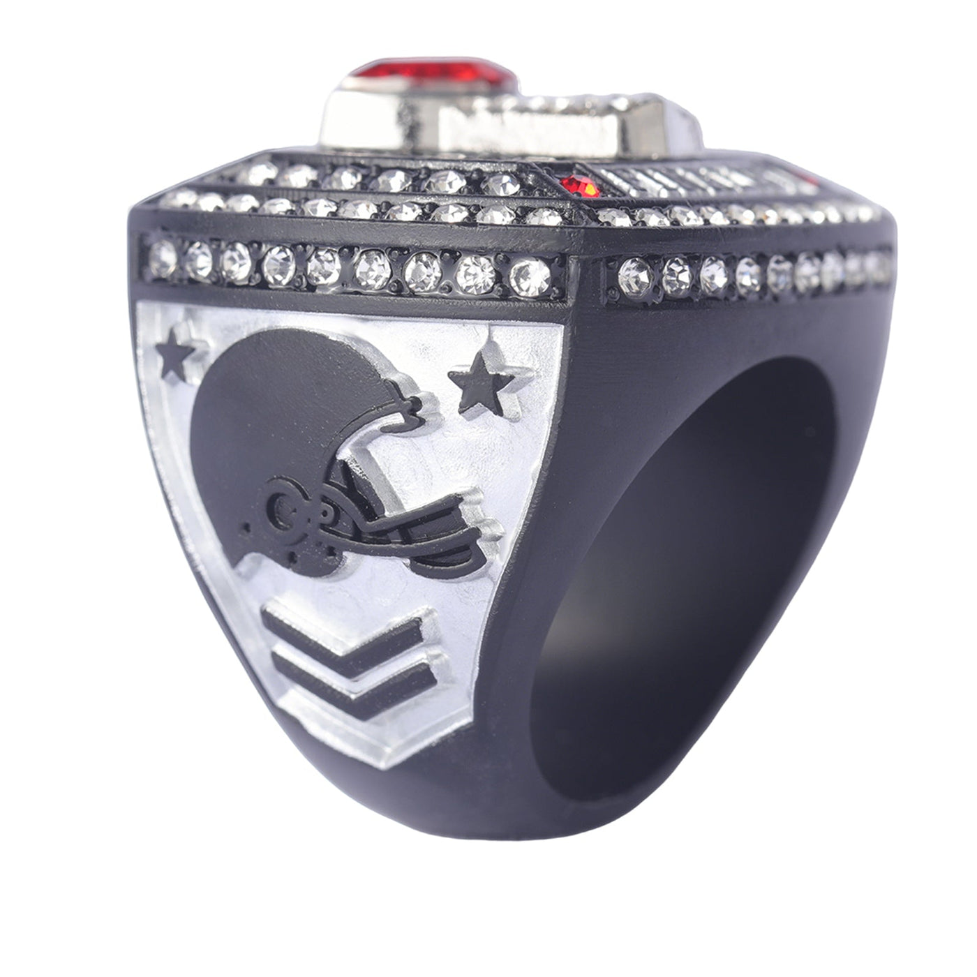 youth football player teams awards black gold silver championship ring size 9 - Topsportsjewelry & awards