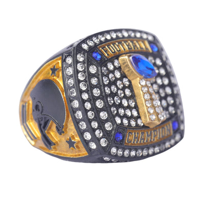 youth football player teams awards black gold silver championship ring size 9 - Topsportsjewelry & awards