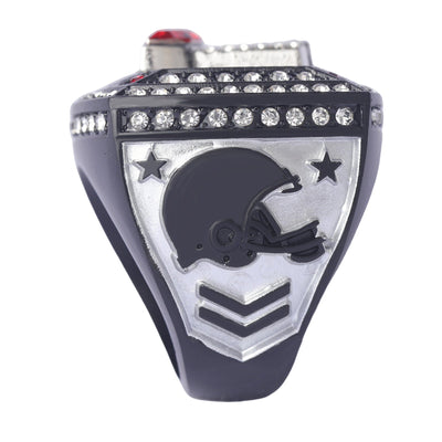 youth football player teams awards black gold silver championship ring size 9 - Topsportsjewelry & awards