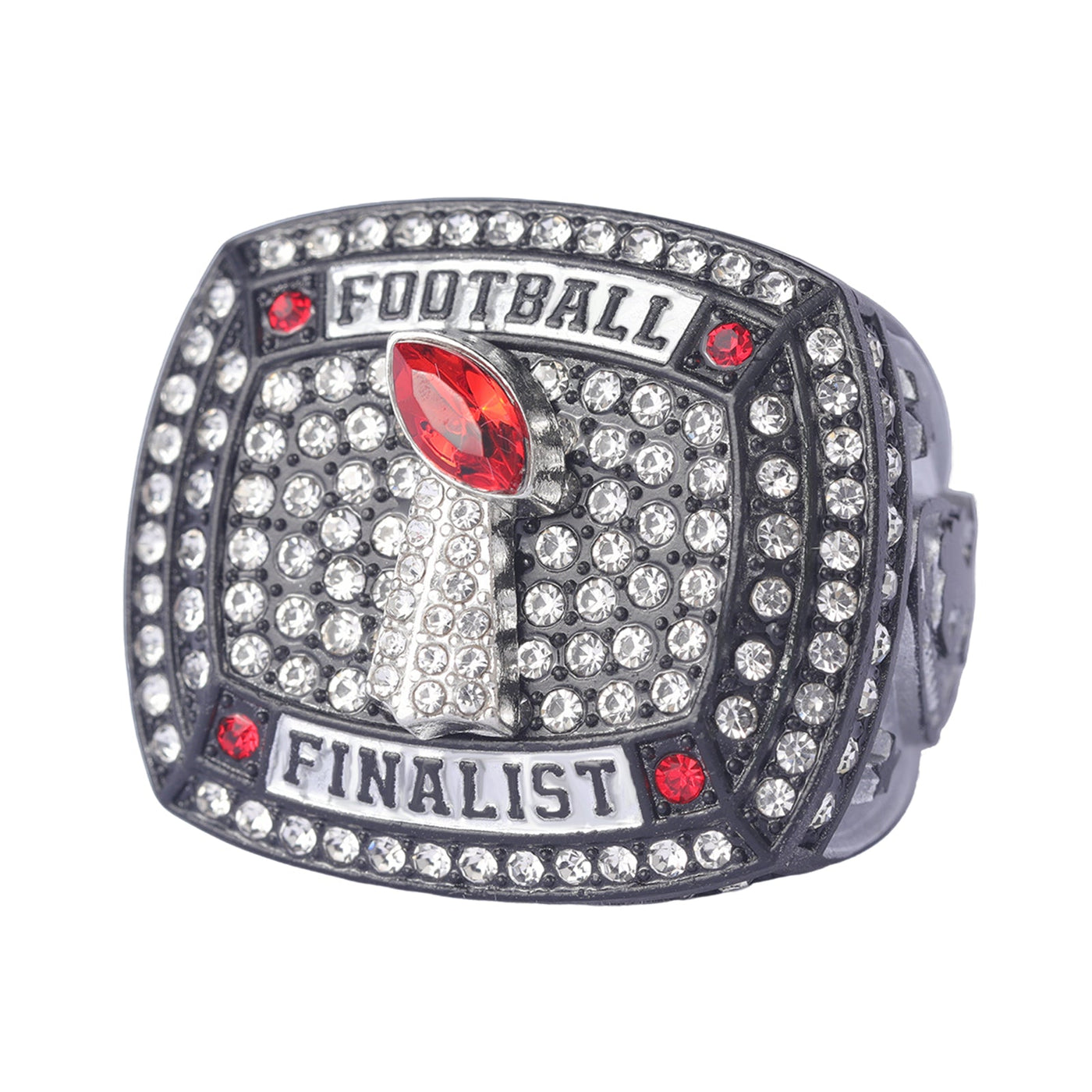 youth football player teams awards black gold silver championship ring size 9 - Topsportsjewelry & awards