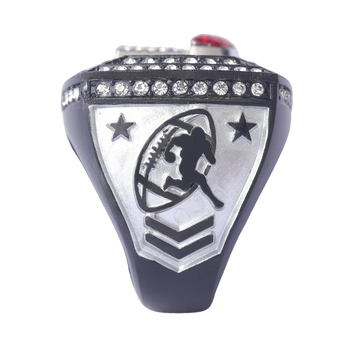 youth football player teams awards black gold silver championship ring size 9 - Topsportsjewelry & awards