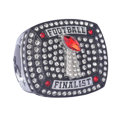 youth football player teams awards black gold silver championship ring size 9 - Topsportsjewelry & awards